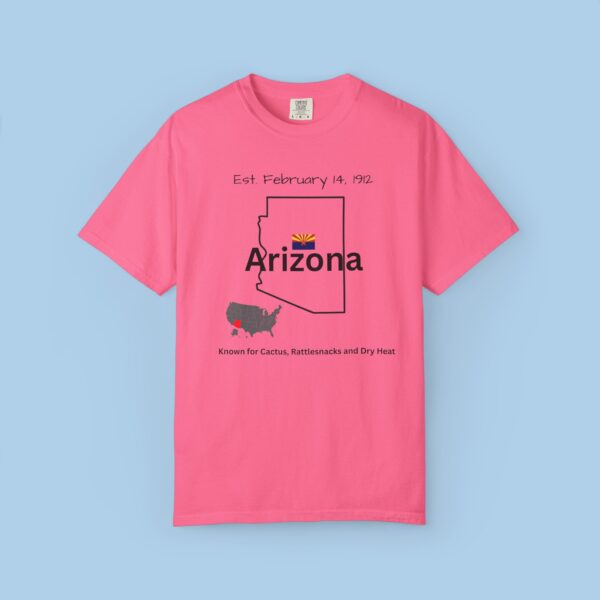 Mens Tshirt with Arizona and EST Date - Unisex Garment-Dyed T-shirt - Image 5