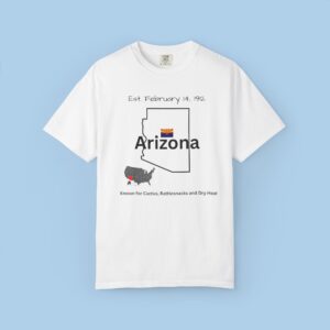 Mens Tshirt with Arizona and EST Date - Unisex Garment-Dyed T-shirt