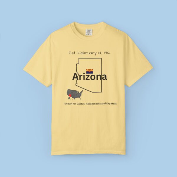 Mens Tshirt with Arizona and EST Date - Unisex Garment-Dyed T-shirt - Image 2