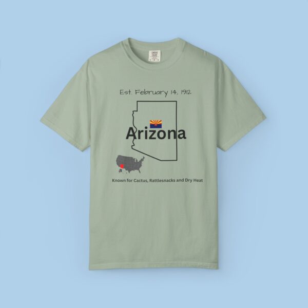 Mens Tshirt with Arizona and EST Date - Unisex Garment-Dyed T-shirt - Image 3