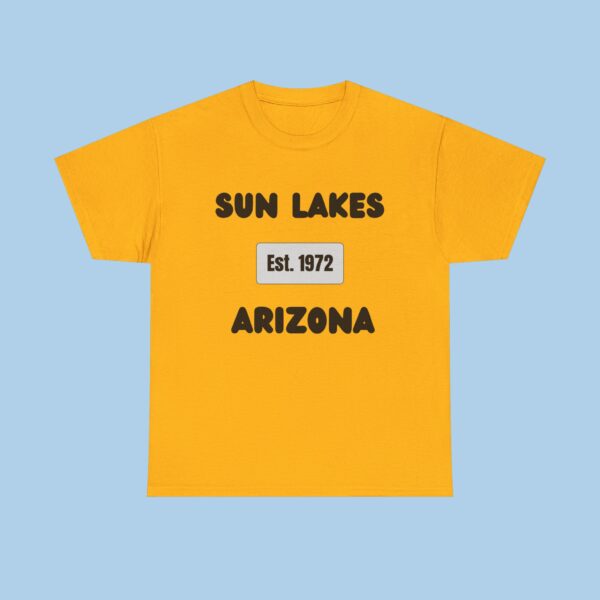 Sun Lakes, Arizona Established  Unisex Heavy Cotton Tee, gifts for her, gifts for him, senior gifts, 55 Plus community, t-shirt, Clothing - Image 2
